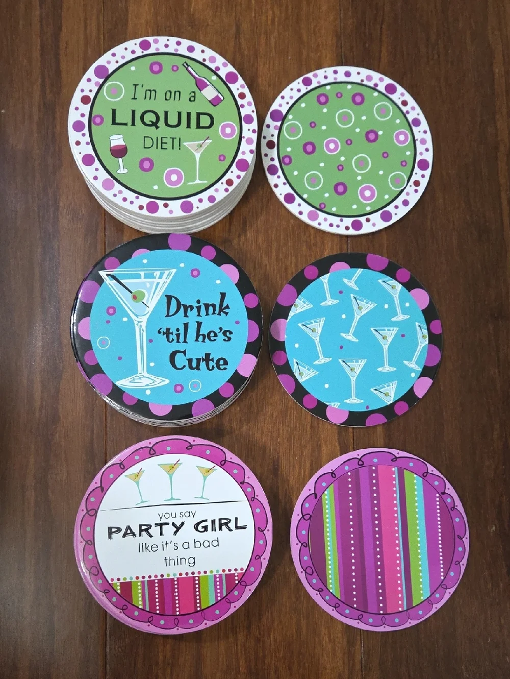 35 ASST PARTY GIRL DRINK TIL HE'S CUTE FUNNY DRUNK SAYING QUOTES COASTERS NEW